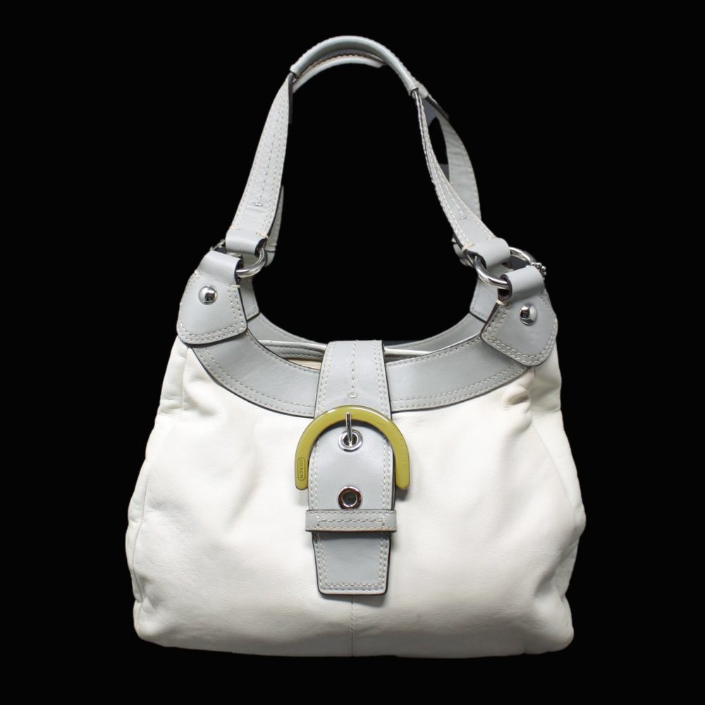 Coach Soho Lynn Leather Hobo F17219 in Cream & Grey